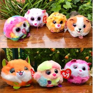 7 NEW Ty Beanie Boos Colorful Plush Toy Cat Dog Bird Mouse Toys Set Lot Bundle